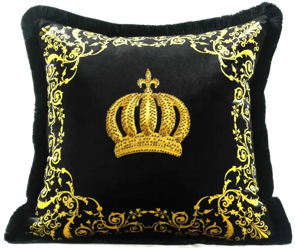 Beliebt Harald Glööckler Pompöös by Casa Padrino Almohada Decorativa de Lujo Corona Negro / Oro - Tejido de Terciopelo Más Fino - Glööckler Almohada con Diamantes de Imitación