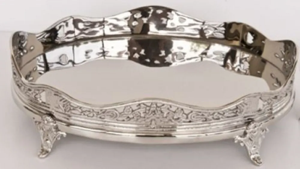 Geprüft Casa Padrino bandeja de servir de latón de lujo de oval plata 32,5 x 24 x H. 10 cm - Accesorios de Hotel y Restaurante