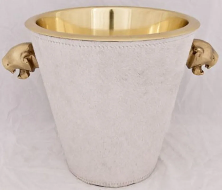Casa Padrino enfriador de vino de lujo latón / blanco Ø 25 x H. 25 cm - Accesorios Gastronómicos Letzte Chance