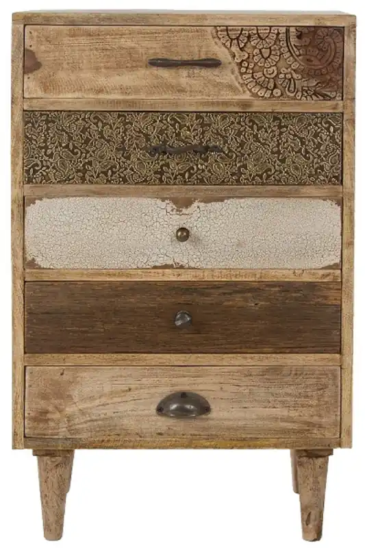 Casa Padrino cómoda de estilo campestre con 5 cajones natural / multicolor 48 x 27 x H. 80 cm - Muebles de Estilo Campestre Geprüft
