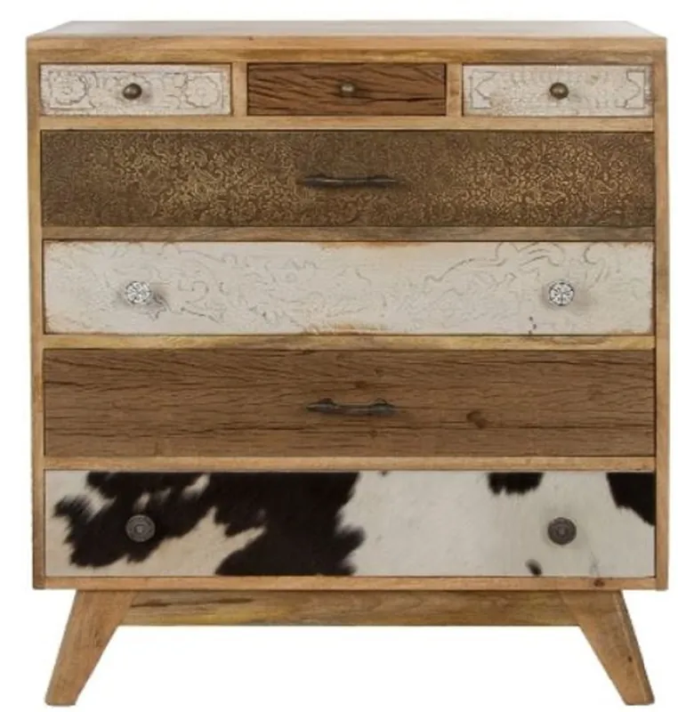 Casa Padrino cómoda de estilo campestre con 7 cajones natural / multicolor 70 x 30 x H. 80 cm - Muebles de Estilo Campestre Schneller Versand