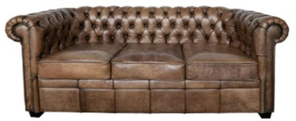 Casa Padrino sofá Chesterfield de lujo con estilo Buffalo Marrón Vintage 192 x 92 x H. 73 cm - Muebles de Lujo Wochenendangebot