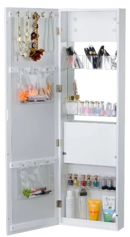 Casa Padrino gabinete de maquillaje de lujo con puerta de espejo blanco 36 x 12 x H. 121 cm - Muebles de Lujo Echt