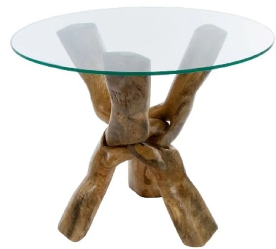 Casa Padrino mesa de cristal de lujo marrón Ø 60 x H. 48 cm - Mesa de la Sala Redonda de Trípode Mega-Angebot