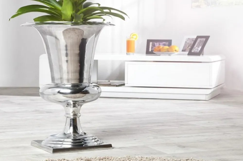 Casa Padrino jarrón de aluminio de diseño Ø 35 x H. 60 cm - Jarrón de Lujo en Diseño de Taza Zertifiziert