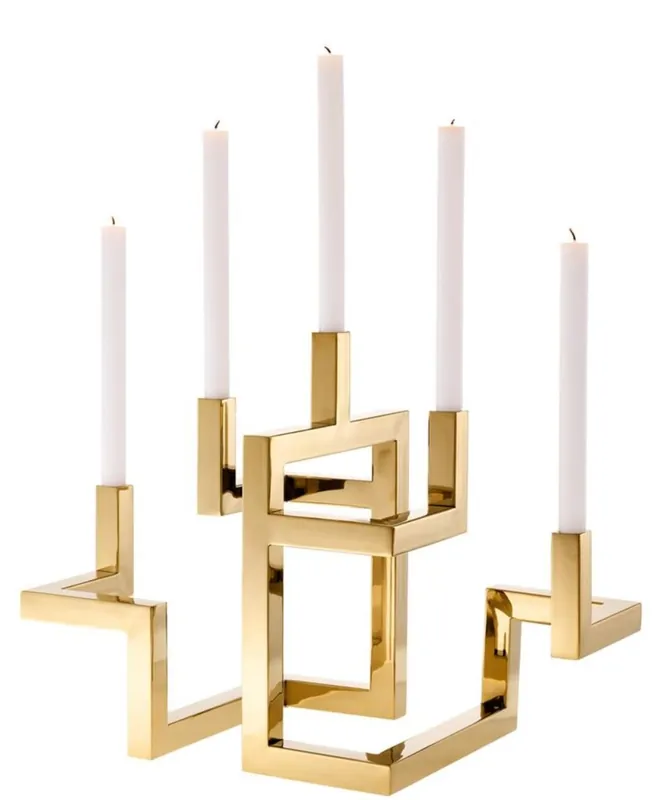 Sonderaktion Casa Padrino sostenedor de vela de acero inoxidable de lujo de 5 brazos latón 55 x 29 x H. 41,5 cm - Accesorios de Decoración de Hoteles y Restaurantes