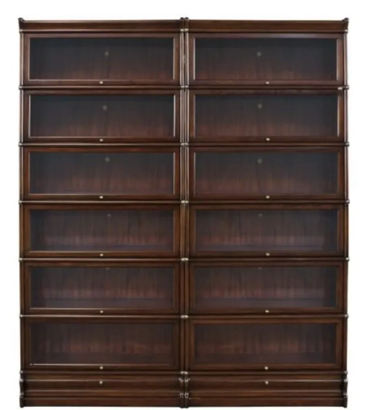 Jetzt Bestellen Casa Padrino armario de libros de lujo de caoba con 12 puertas de vidrio y 2 cajones marrón oscuro 172 x 31 x H. 211 cm - Muebles de Oficina de Lujo