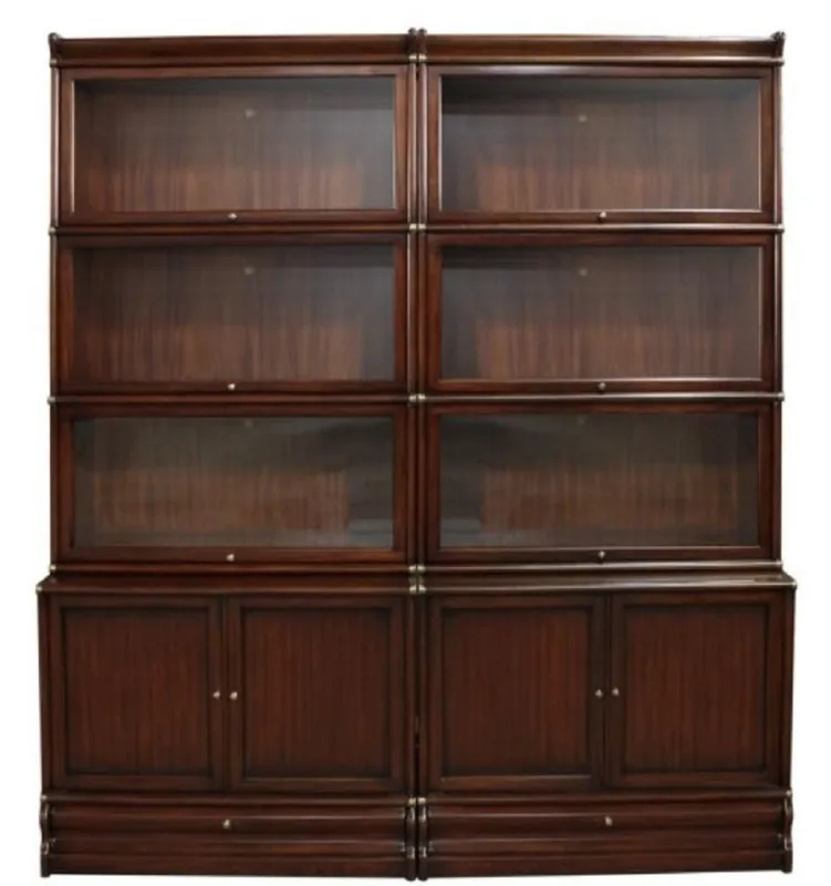 Mega-Angebot Casa Padrino armario de libros de lujo de caoba con 10 puertas y 2 cajones marrón oscuro 172 x 47 x H. 234 cm - Muebles de Oficina de Lujo