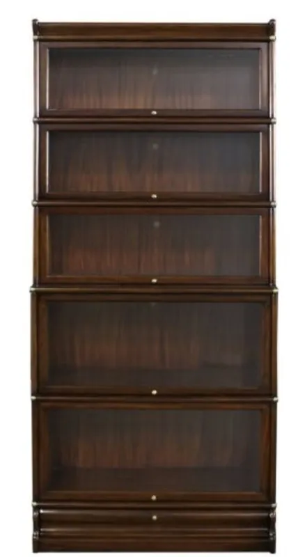 Casa Padrino armario de libros de lujo de caoba con 5 puertas de vidrio y un cajón marrón oscuro 86 x 36,5 x H. 197 cm - Muebles de Lujo Mega-Angebot