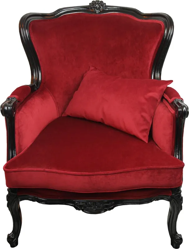 Finale Aktion Sillón barroco de lujo Casa Padrino Burdeos / Negro - Muebles barrocos de lujo - Hecho en Francia - Hotel Restaurante Muebles