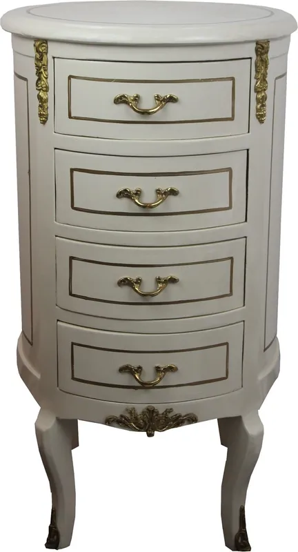 Must-Have Casa Padrino, tocador barroco, estilo antiguo, crema, blanco / dorado, 42 x alto, 77.5 cm - Muebles barrocos