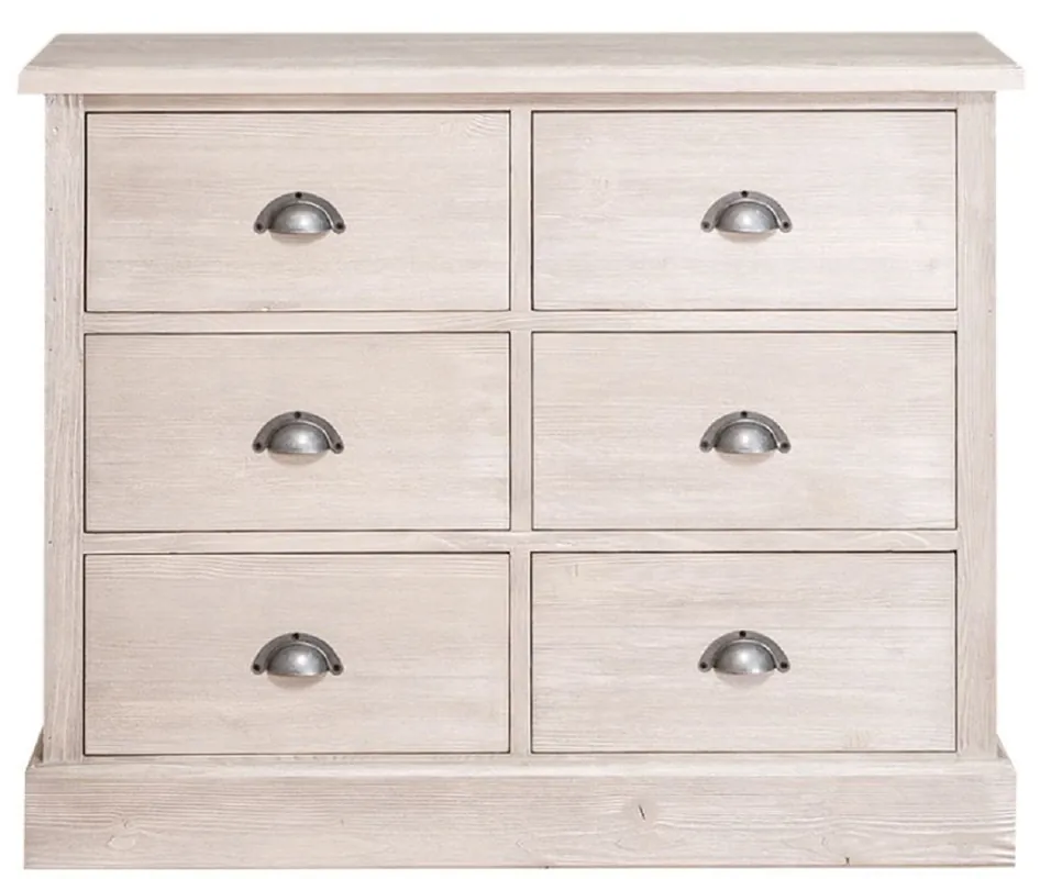 Casa Padrino cómoda de estilo campestre con 6 cajones gris 100 x 35 x H. 80 cm - Muebles de Estilo Campestre Schnäppchen