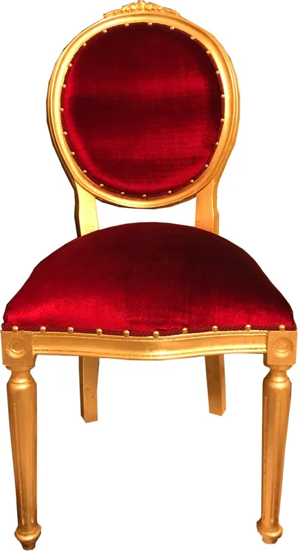 Silla de comedor de lujo medallón barroco de Casa Padrino sin reposabrazos en Burdeos / Oro Schnäppchen
