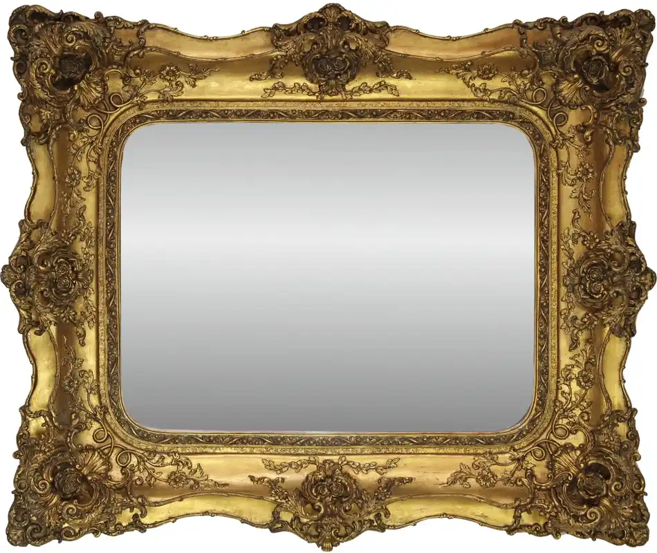 Super-Preis Casa Padrino Espejo barroco dorado Estilo antiguo con marco doble - 120 x 105 cm - Espejo de pared elegante y suntuoso