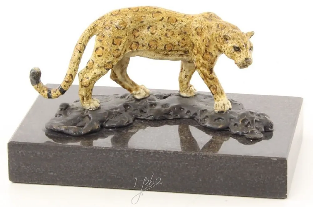 Nur Heute Casa Padrino figura de bronce jaguar multicolor / negro 12,7 x 7,7 x H. 7,4 cm - Deco de la Sala
