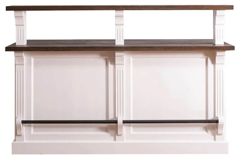 Casa Padrino barra de estilo campestre con 3 cajones blanco / marrón oscuro 180 x 68 x H. 120 cm - Muebles de Estilo Campestre Schneller Versand