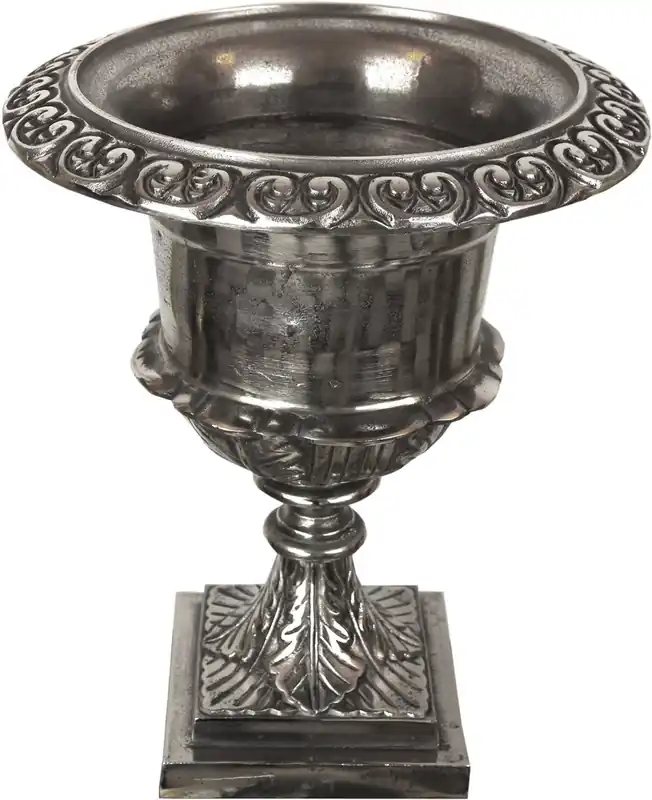 Casa Padrino Maceta de Flores Barroco Plata Antigua Ø 34 x H. 58,5 cm - Maceta de Flores con Estilo Antiguo Top-Angebot