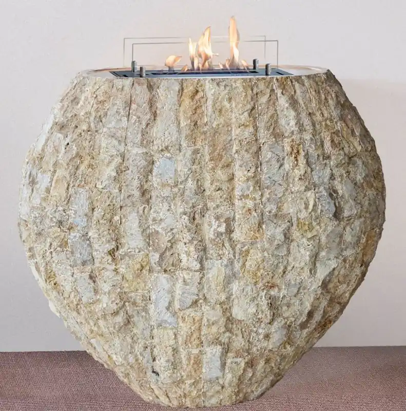 Casa Padrino chimenea de etanol de lujo con un quemador de bioetanol de cerámica natural / blanco 90 x 40 x H. 85 cm - Chimenea de Piedra Natural Independiente en el Diseño de un Florero Markenware
