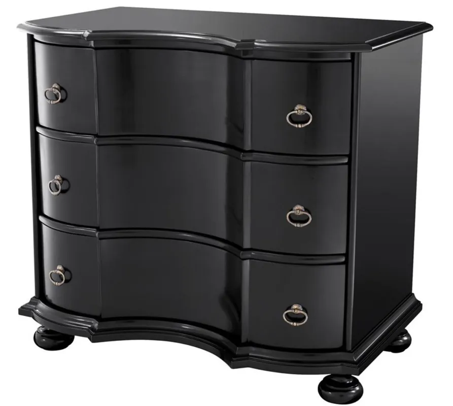 Casa Padrino cómoda de lujo con 3 cajones negro / latón antiguo 94 x 60 x H. 87 cm - Calidad de Lujo Aktuell