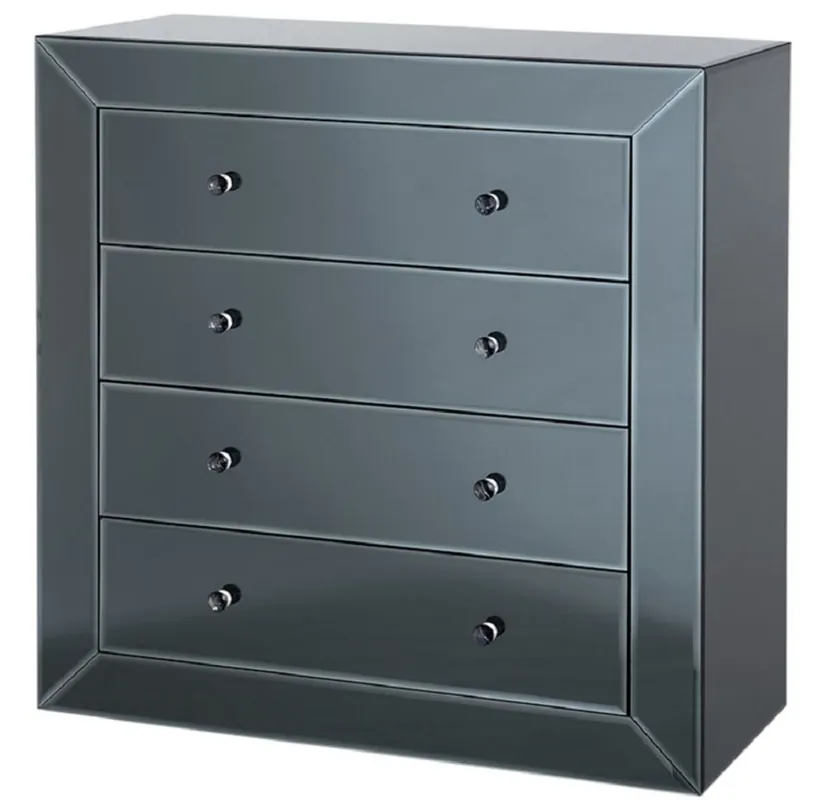 Schnäppchen Casa Padrino cómoda de lujo vidrio espejo con 4 cajones negro 100 x 47 x H. 100 cm - Muebles de Lujo