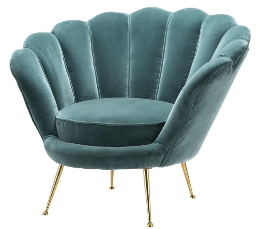 Casa Padrino sillón de salón de diseño turquesa oscuro / latón 96,5 x 79 x H. 78 cm - Muebles de Lujo para Sala de Estar Finale Aktion