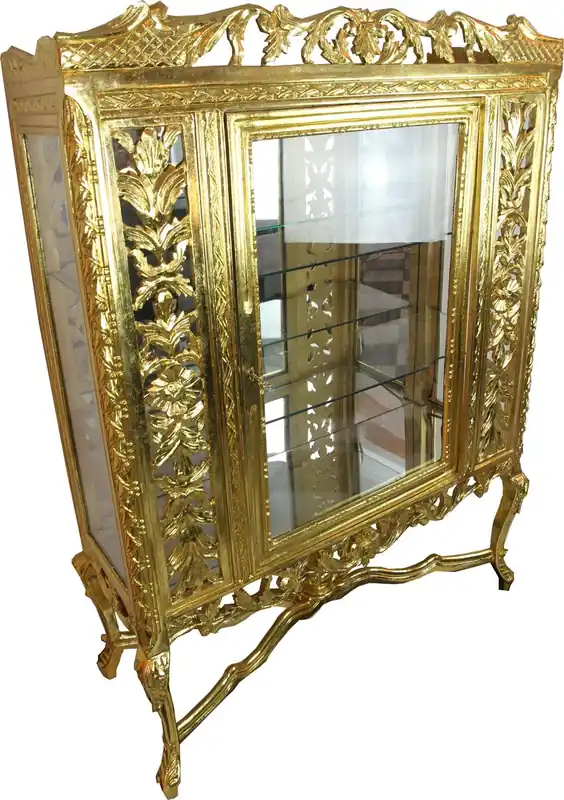 Jetzt Bestellen Gabinete de exhibición de cristal barroco Casa Padrino H155 x 116 x 41.5 cm Gabinete de exhibición barroco Muebles de gabinete de exhibición