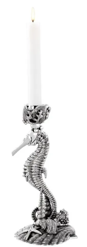Casa Padrino candelabro de diseñador caballitos de mar y conchas plata antigua 15 x 12,5 x H. 26,5 cm - Candelabro de Latón de Lujo Begrenztes Angebot
