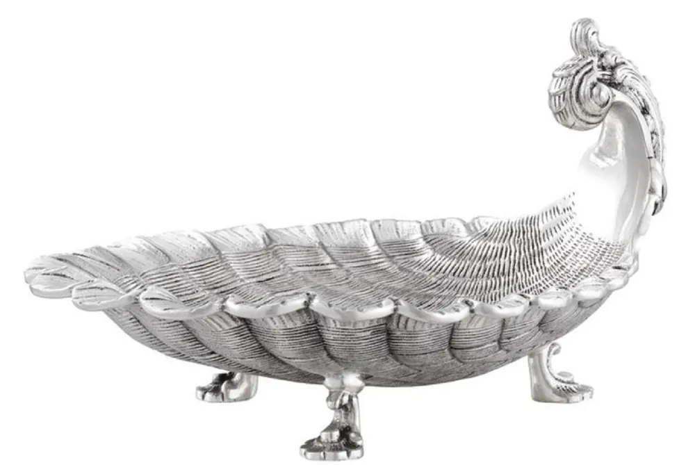 Casa Padrino bandeja de servir de lujo plata antigua 25 x 22,5 x H. 14,5 cm - Calidad de Lujo Zertifiziert
