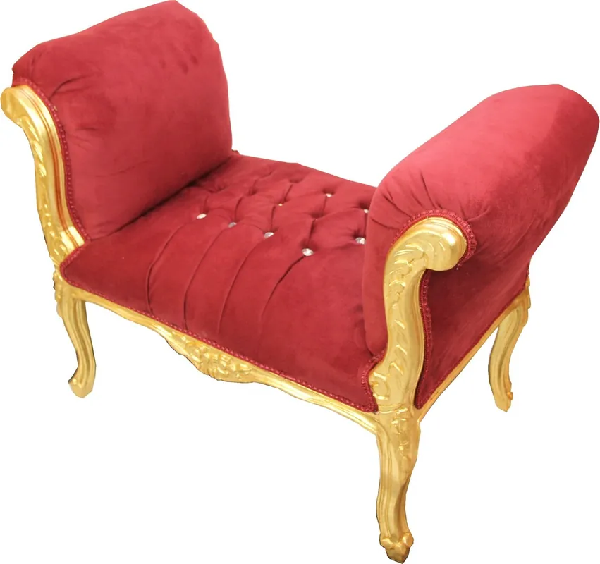 Taburete Taburete Casa Padrino, estilo Burdeos / Dorado con pedrería Bling Bling - muebles de banco Top-Seller