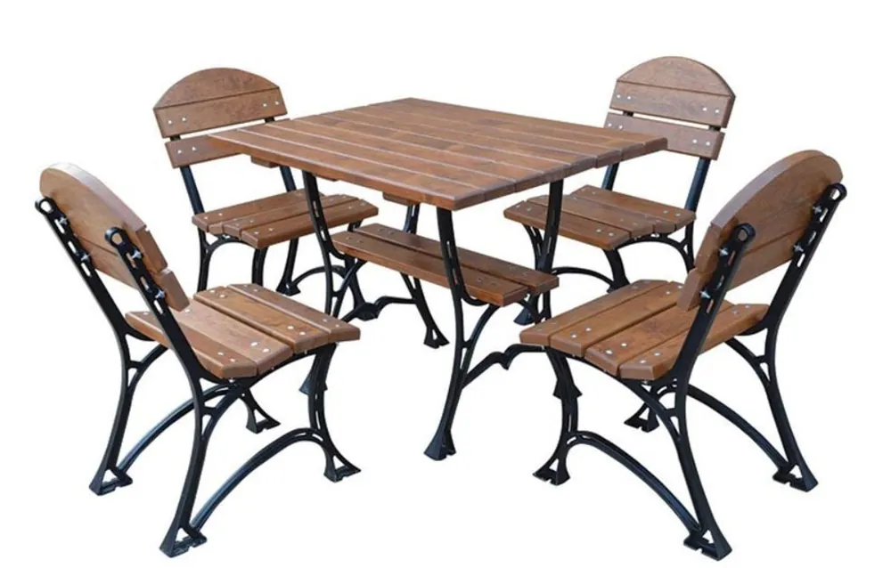 Casa Padrino Conjunto de Muebles de Jardín Art Nouveau Mesa y 4 Sillas Marrón / Negro 100 cm - Calidad de Lujo Ausverkauf