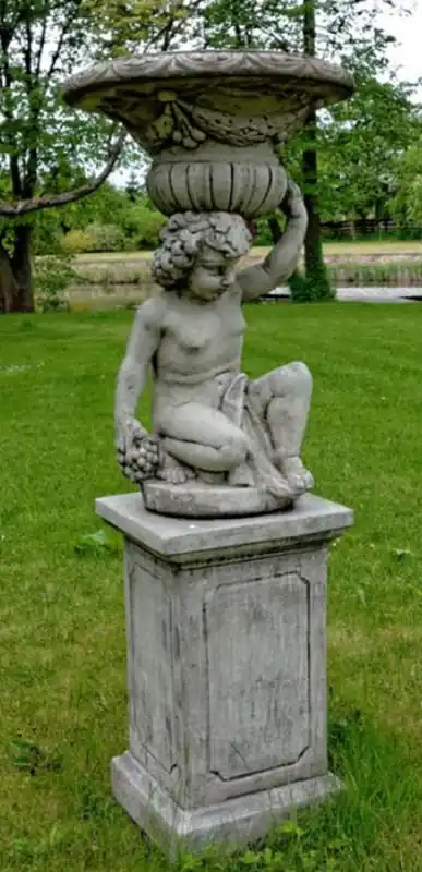 Casa Padrino Decoración de Jardín Art Nouveau Maceta con Escultura Gris Ø 60 x H. 89 cm - Magnífica Maceta Neu