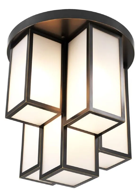 Ausverkauf Casa Padrino lámpara de techo de lujo bronce / blanco Ø 50 x H. 53,5 cm - Calidad de Lujo