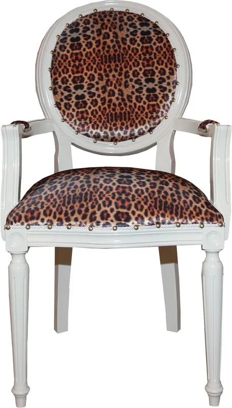 Silla de comedor barroca Casa Padrino con leopardo / crema Neue Ware