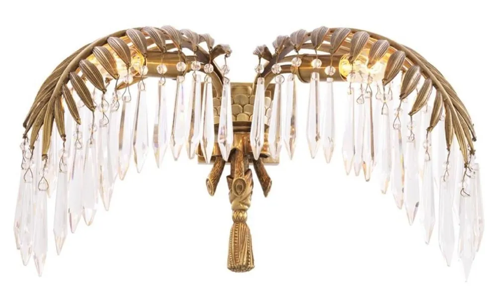 Casa Padrino lámpara de pared de lujo de cristal latón vintage 45 x 27 x H. 27 cm - Calidad de Lujo Bestseller