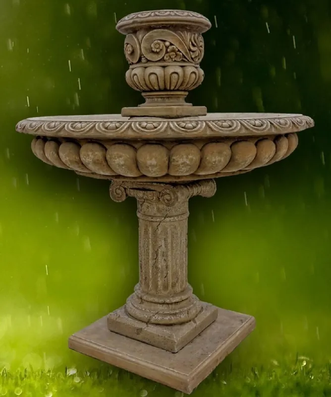 Casa Padrino Fuente de Jardín Barroco Gris Oscuro Ø 114 x H. 137 cm - Magnífica Fuente Redonda con Maceta Sofort Bestellen