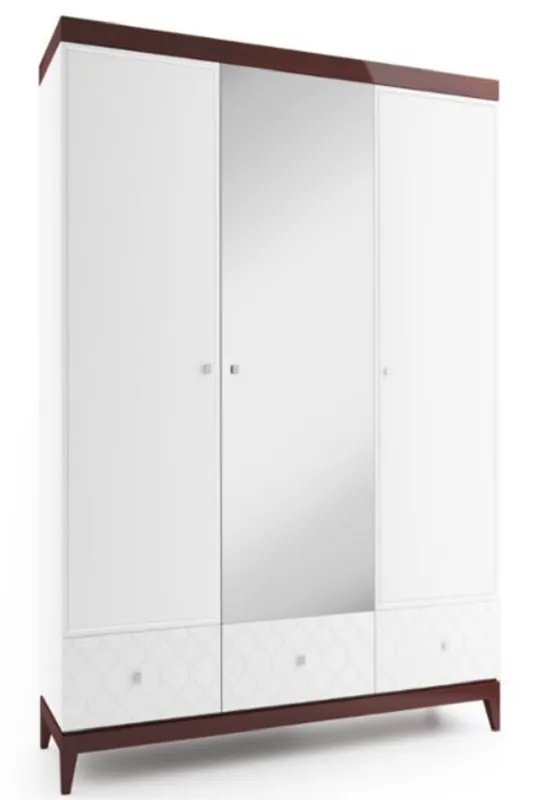 Casa Padrino Armario de Dormitorio de Lujo Blanco / Marrón Brillante 171,4 x 60 x H. 205 cm - Armario de Dormitorio de Madera Maciza con Espejo - Muebles de Dormitorio Jetzt Kaufen