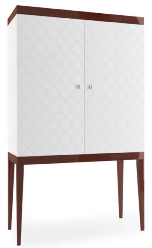 Billig Casa Padrino gabinete de bar de lujo con 2 puertas blanco / marrón brillante 111,2 x 45 x H. 185 cm - Colección de Lujo
