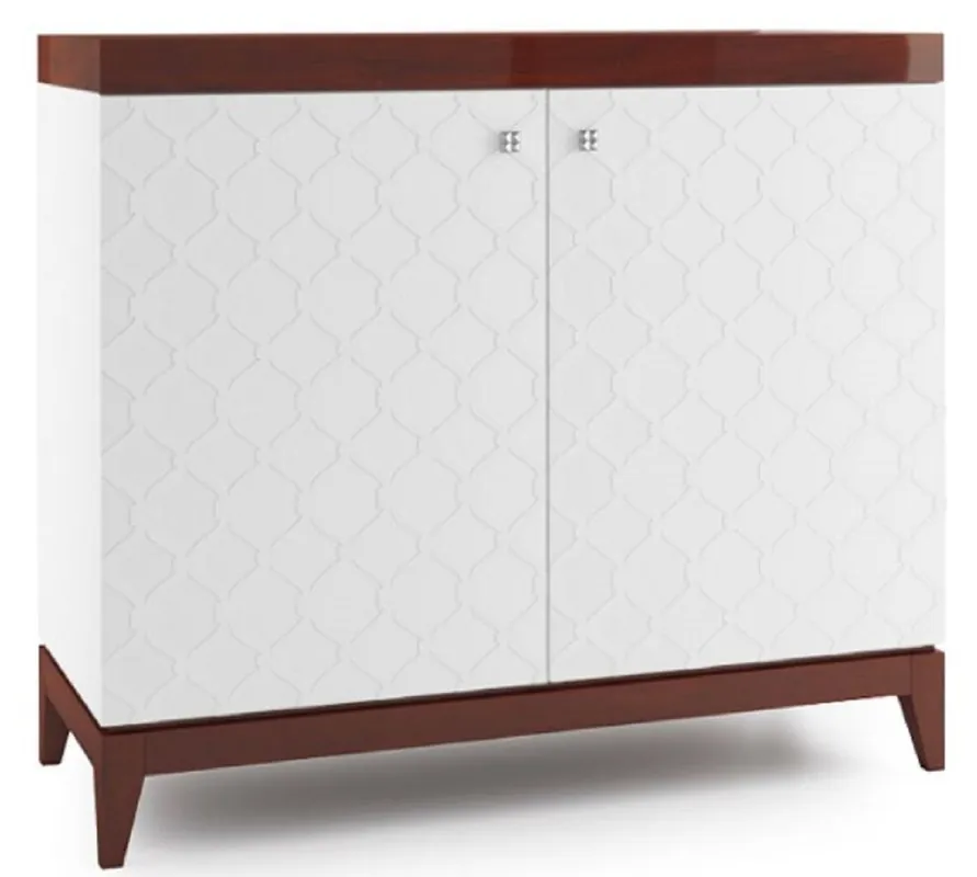 Kracherpreis Casa Padrino cómoda de lujo con 2 puertas blanco / marrón brillante 111,2 x 45 x H. 96,6 cm - Gabinete de Sala de Estar de Lujo