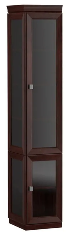 Echt Casa Padrino Gabinete de Sala de Estar de Lujo con 2 Puertas de Vidrio Marrón Oscuro / Gris 45,4 x 44,2 x H. 225,6 cm - Vitrina con 2 Puertas de Vidrio