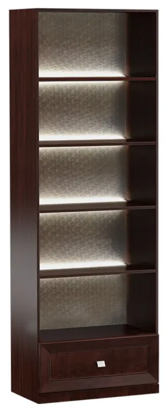 Casa Padrino Armario de Estantería de Lujo Marrón Oscuro / Plata 70,4 x 44,2 x H. 225,6 cm - Mueble de Oficina Iluminado con Cajón Letzte Chance