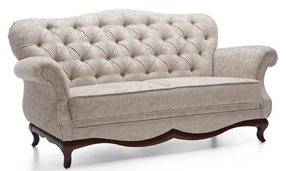 Casa Padrino Sofá de la Sala Chesterfield Art Deco de Lujo Greige / Dark Brown 172 x 90 x H. 98 cm - Muebles de Sala Ausverkauf