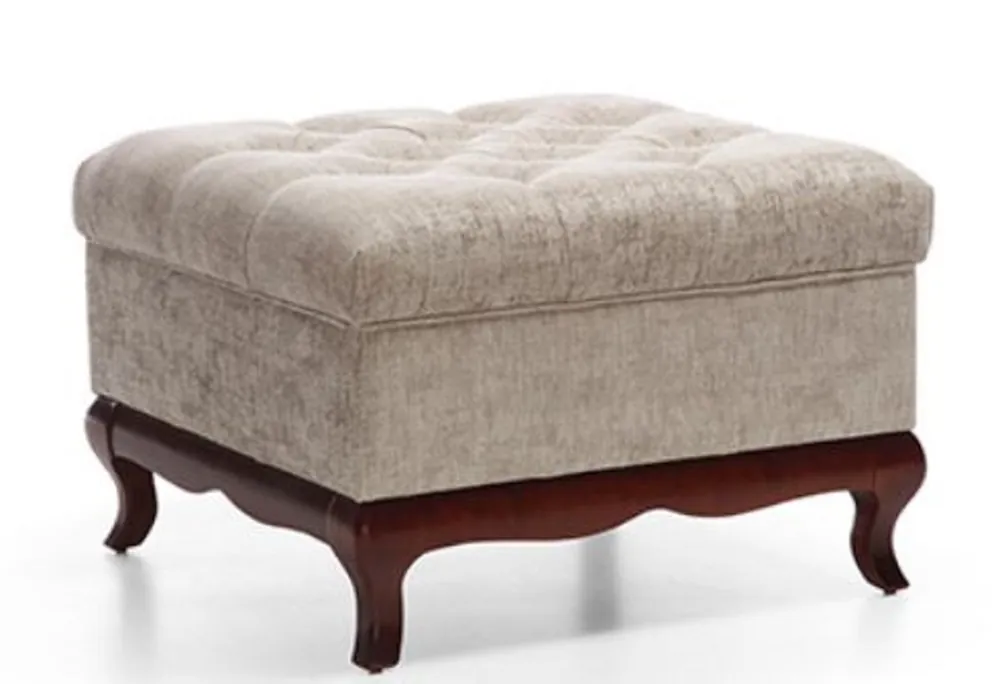 Casa Padrino Taburete Art Deco de Lujo Chesterfield Greige / Marrón Oscuro 70 x 70 x H. 47 cm - Muebles de Sala Markenware