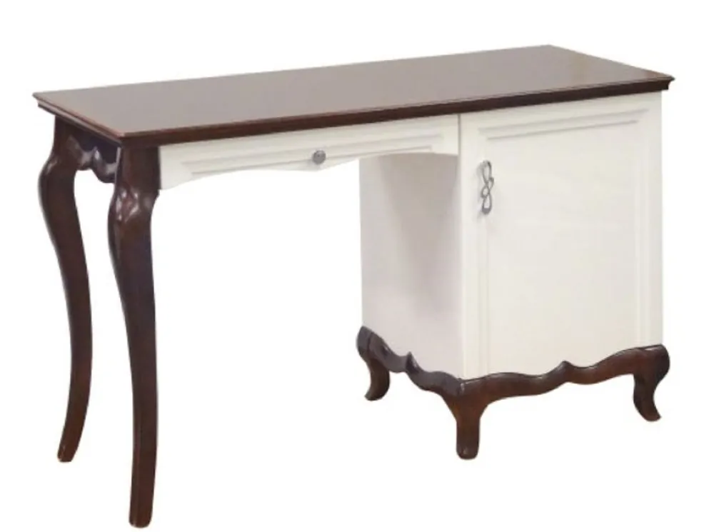 Casa Padrino Escritorio Art Déco de Lujo con Puerta y Cajón Marrón Oscuro / Blanco 136,3 x 48 x H. 78,2 cm - Muebles de Oficina Sichere Zahlung
