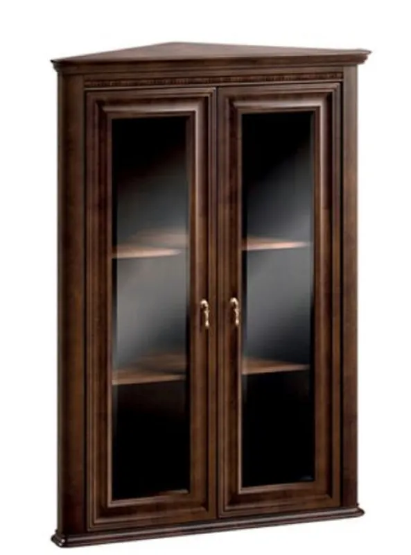 Finale Aktion Casa Padrino Gabinete Colgante de Esquina Art Nouveau de Lujo con 2 Puertas de Vidrio Marrón Oscuro 82 x 52,1 x H. 111,6 cm - Muebles de Sala