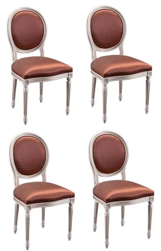 Casa Padrino Conjunto de Comedor Barroco de Lujo Crema / Oro / Naranja 49 x 43,5 x H. 98 cm - 4 Sillas de Comedor - Muebles de Comedor Wochenendangebot