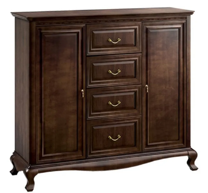 Jetzt Bestellen Casa Padrino Armario de Salón Art Nouveau de Lujo Marrón Oscuro 148,3 x 45,6 x H. 133,2 cm - Gabinete de Madera Maciza con 2 Puertas y 4 Cajones