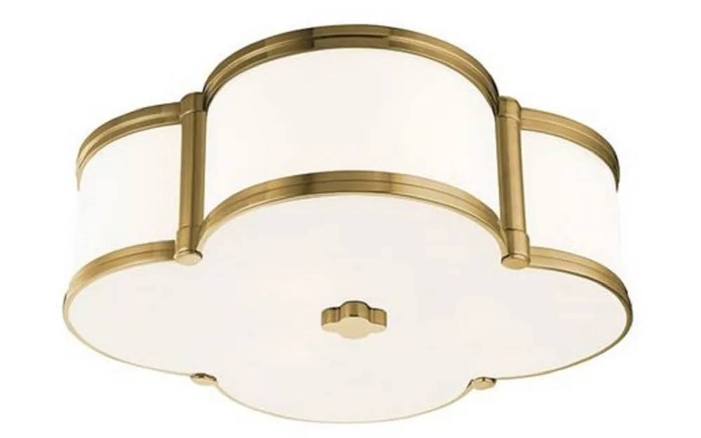 Neue Ware Casa Padrino lámpara de techo de lujo latón antiguo / blanco 42,6 x 42,6 x H. 14 cm - Lámpara de Techo en Forma de Trébol - Calidad de Lujo
