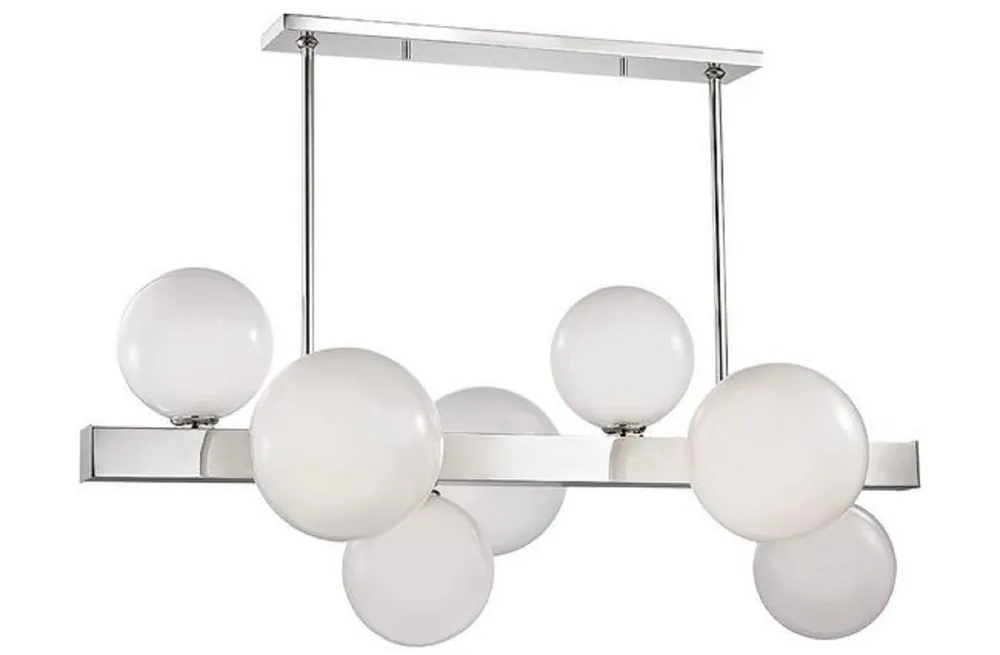 Casa Padrino lámpara colgante LED de lujo plata / blanco 110,5 x 54 x H. 47 cm - Colección de Lujo Ausverkauf