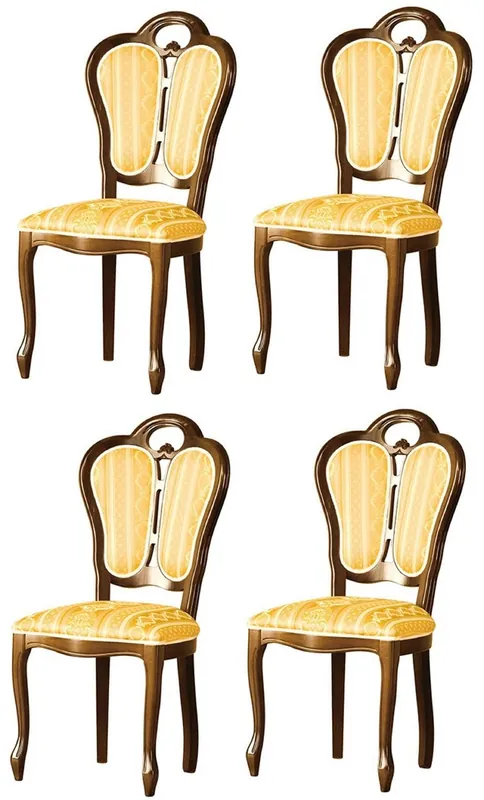 Casa Padrino Conjunto de Sillas de Comedor Barroco de Lujo Marrón / Blanco / Oro 48 x 43 x H. 104,5 cm - 4 Sillas de Comedor - Muebles de Comedor Barroco Preiswert