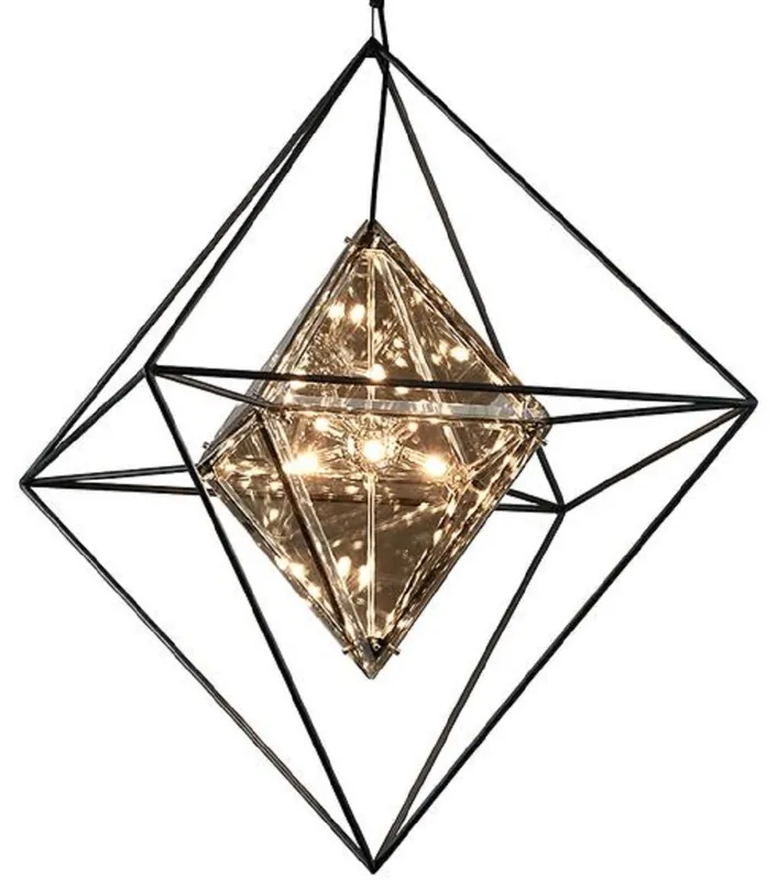 Solange Der Vorrat Reicht Casa Padrino Lámpara Colgante LED de Lujo 76,2 x 76,2 x H. 106,7 cm - Lámpara de Diseño con Marco de Hierro Forjado Hecho a Mano